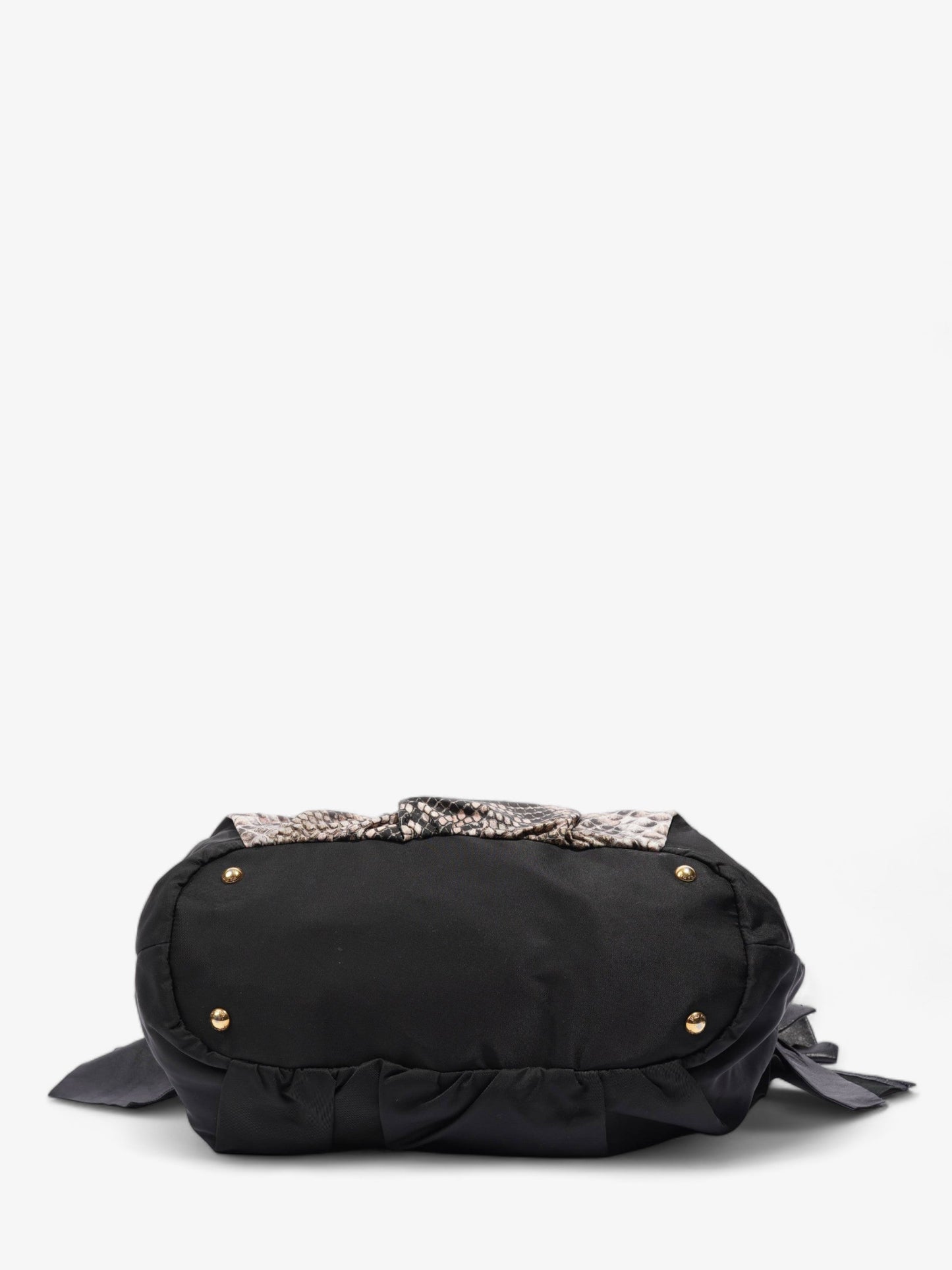 Prada Python Print Bow Detail Black / Pink / Beige Nylon