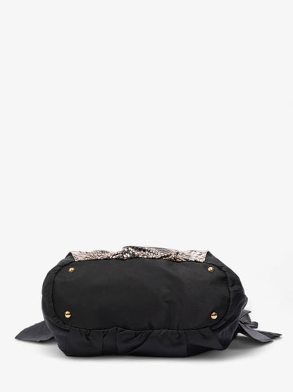 Prada Python Print Bow Detail Black / Pink / Beige Nylon