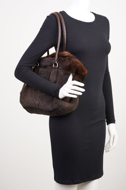 Prada Shearling Bag Brown Shearling