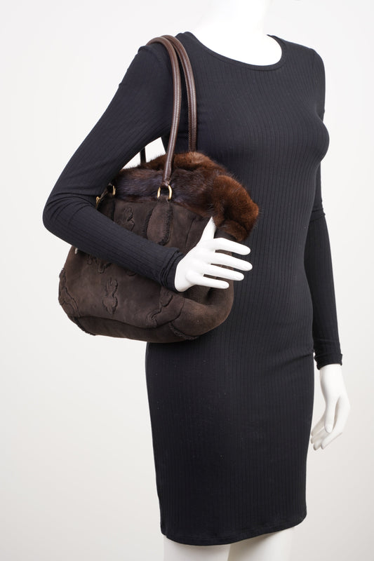 Prada Shearling Bag Brown Shearling