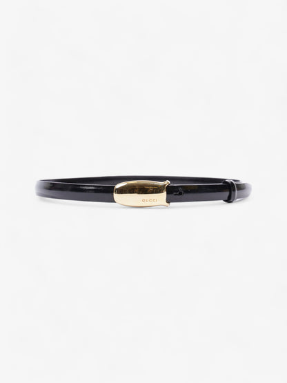 Gucci Oval Buckle Thin Belt Black / Gold Buckle Patent Leather 65cm 26"
