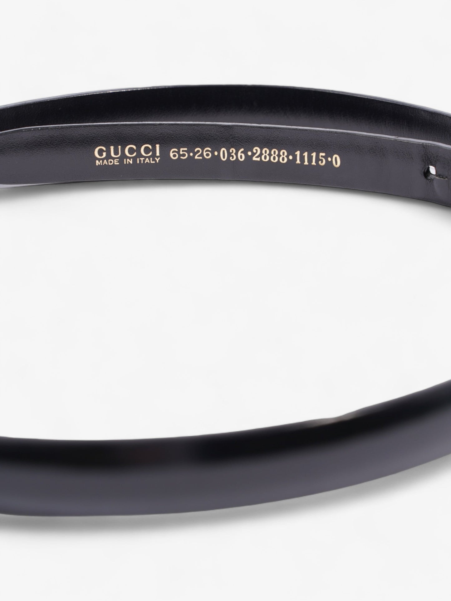 Gucci Oval Buckle Thin Belt Black / Gold Buckle Patent Leather 65cm 26"