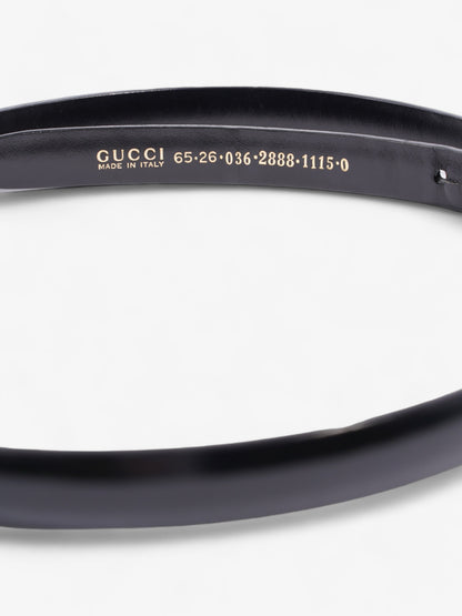 Gucci Oval Buckle Thin Belt Black / Gold Buckle Patent Leather 65cm 26"