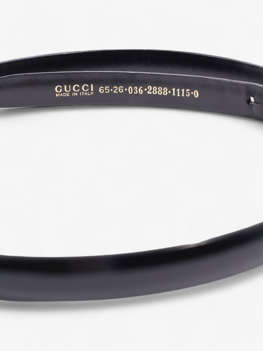Gucci Oval Buckle Thin Belt Black / Gold Buckle Patent Leather 65cm 26"