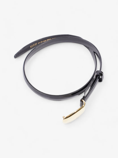 Gucci Oval Buckle Thin Belt Black / Gold Buckle Patent Leather 65cm 26"