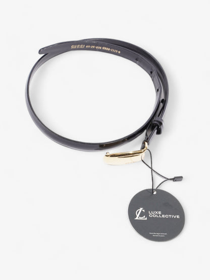 Gucci Oval Buckle Thin Belt Black / Gold Buckle Patent Leather 65cm 26"