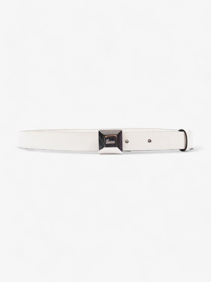 Gucci Thin Square Buckle Belt White Patent Leather 85cm
