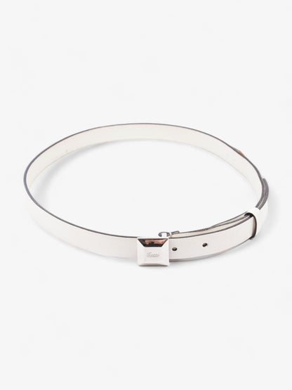 Gucci Thin Square Buckle Belt White Patent Leather 85cm
