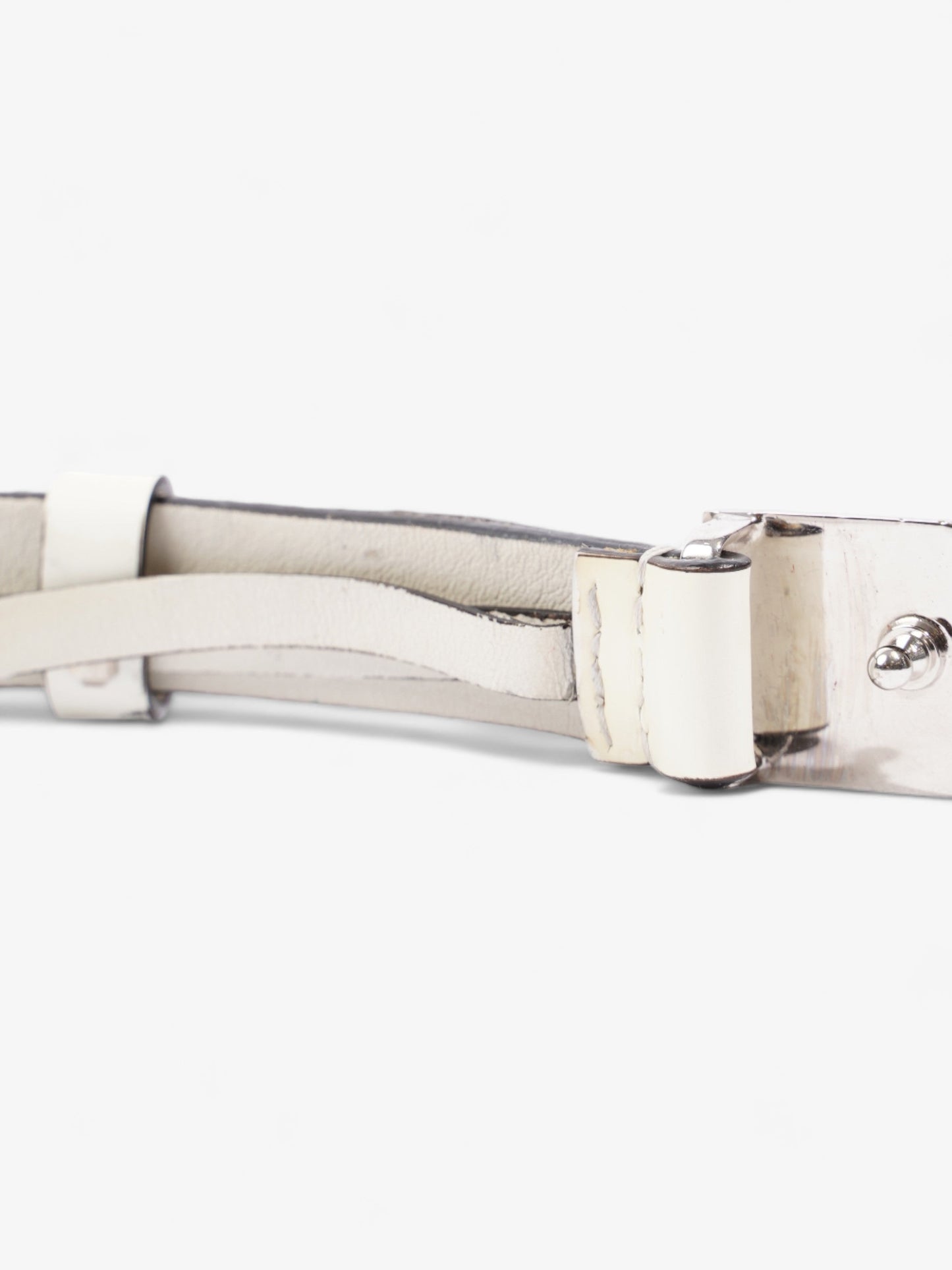 Gucci Thin Square Buckle Belt White Patent Leather 85cm