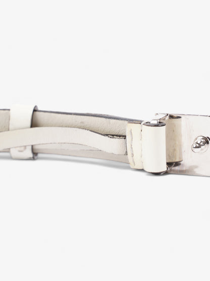 Gucci Thin Square Buckle Belt White Patent Leather 85cm