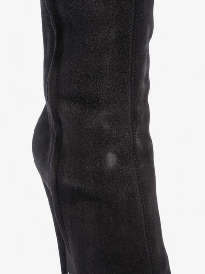 Prada Fur Trim Calf Boots 100mm Black Suede EU 37 UK 4