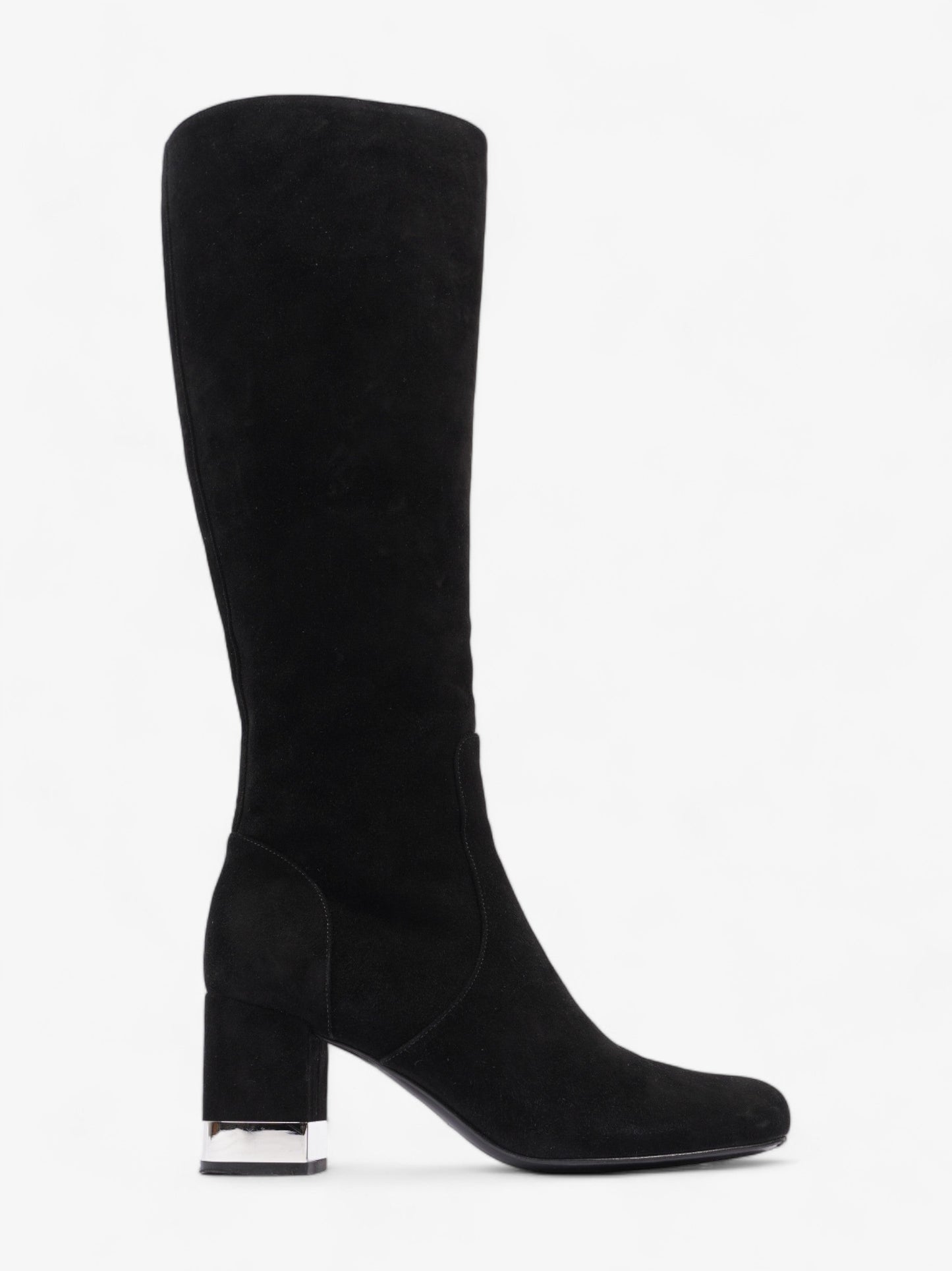 Saint Laurent Babies 70 Tall Boots 70mm Black / Silver Suede EU 37 UK 4