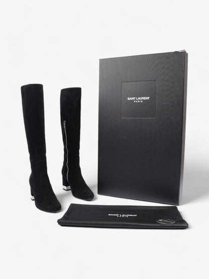 Saint Laurent Babies 70 Tall Boots 70mm Black / Silver Suede EU 37 UK 4