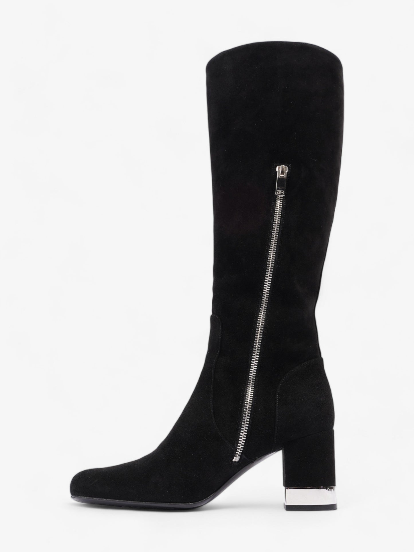 Saint Laurent Babies 70 Tall Boots 70mm Black / Silver Suede EU 37 UK 4