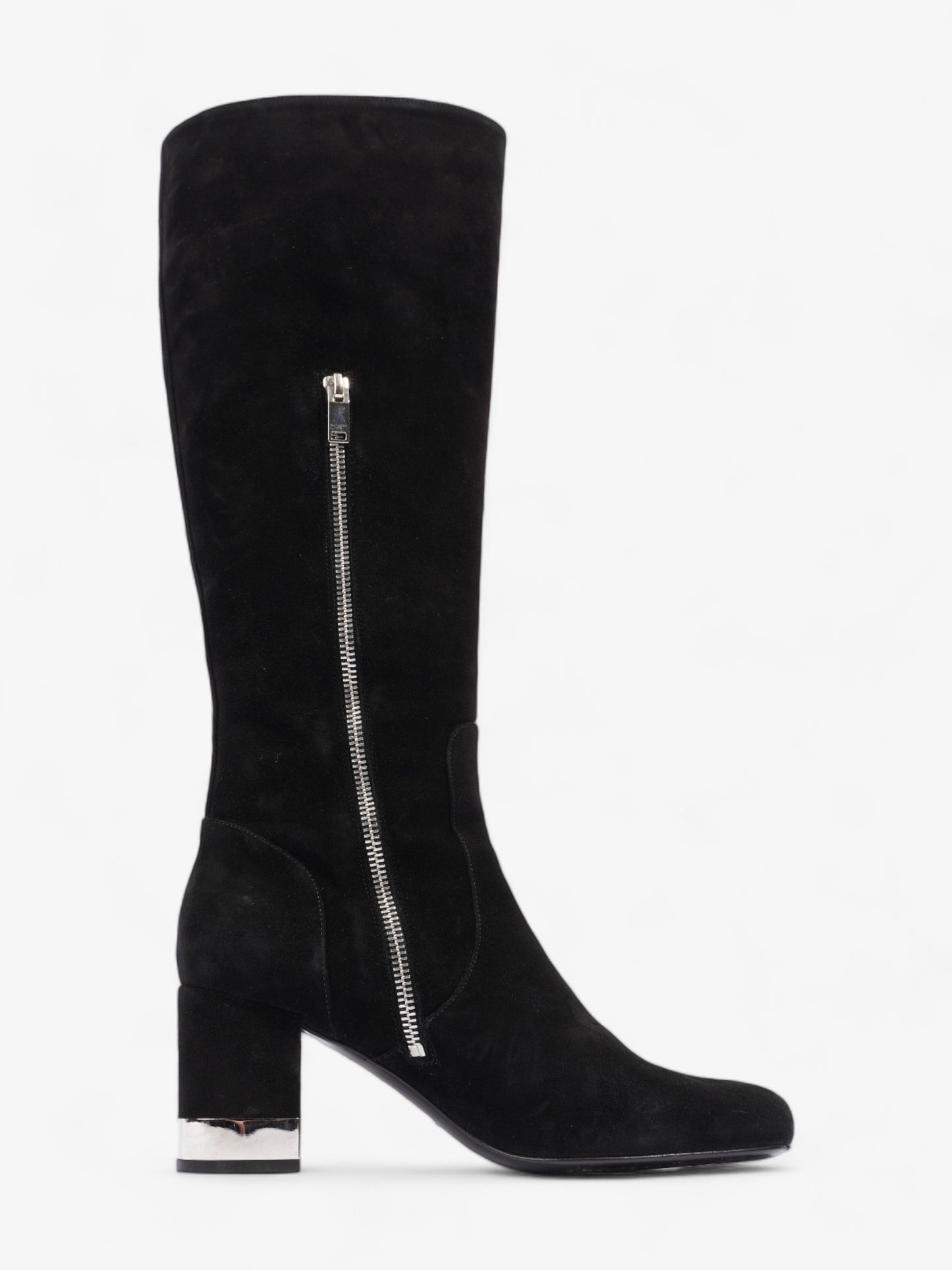 Saint Laurent Babies 70 Tall Boots 70mm Black / Silver Suede EU 37 UK 4
