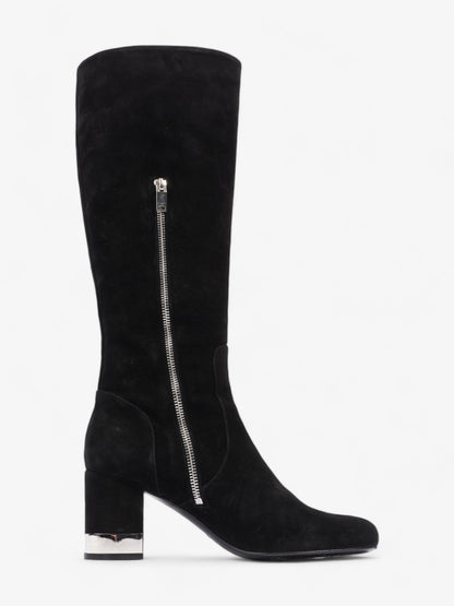 Saint Laurent Babies 70 Tall Boots 70mm Black / Silver Suede EU 37 UK 4