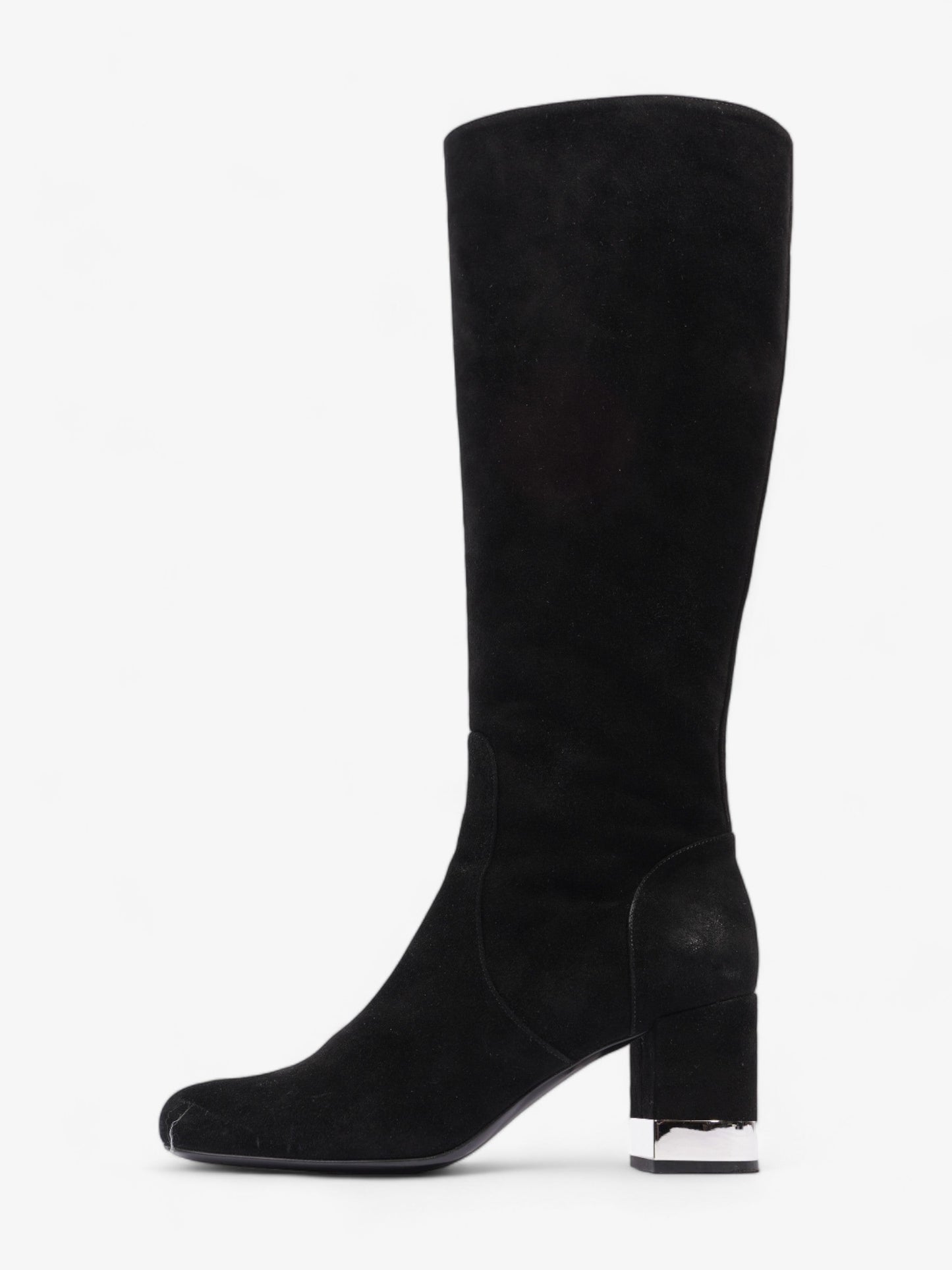 Saint Laurent Babies 70 Tall Boots 70mm Black / Silver Suede EU 37 UK 4