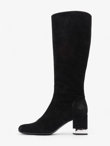 Saint Laurent Babies 70 Tall Boots 70mm Black / Silver Suede EU 37 UK 4