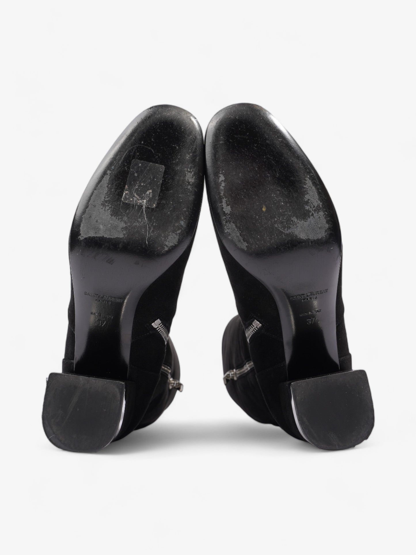 Saint Laurent Babies 70 Tall Boots 70mm Black / Silver Suede EU 37 UK 4