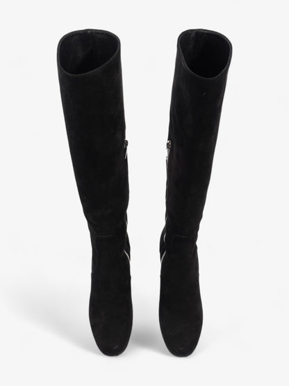 Saint Laurent Babies 70 Tall Boots 70mm Black / Silver Suede EU 37 UK 4