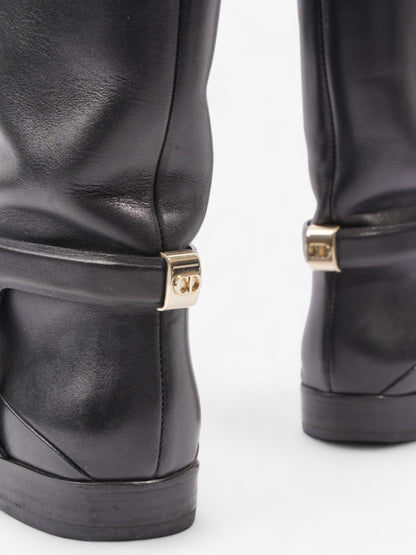 Christian Dior Riding Boots Black Leather EU 37 UK 4