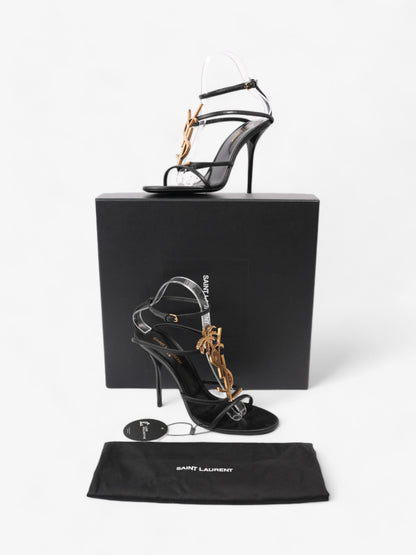 Saint Laurent Cassandre Palm Heels 110mm Black / Gold Leather EU 38.5 UK 5.5