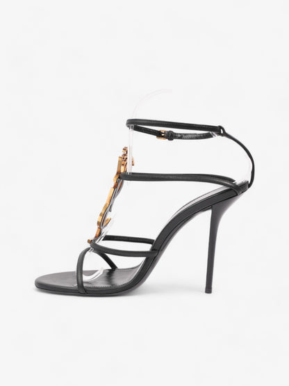 Saint Laurent Cassandre Palm Heels 110mm Black / Gold Leather EU 38.5 UK 5.5