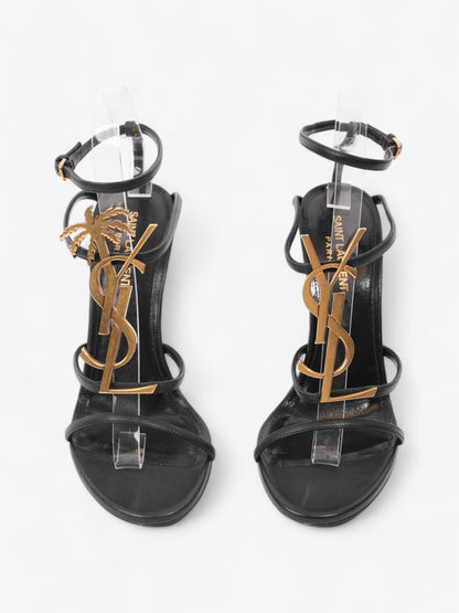 Saint Laurent Cassandre Palm Heels 110mm Black / Gold Leather EU 38.5 UK 5.5
