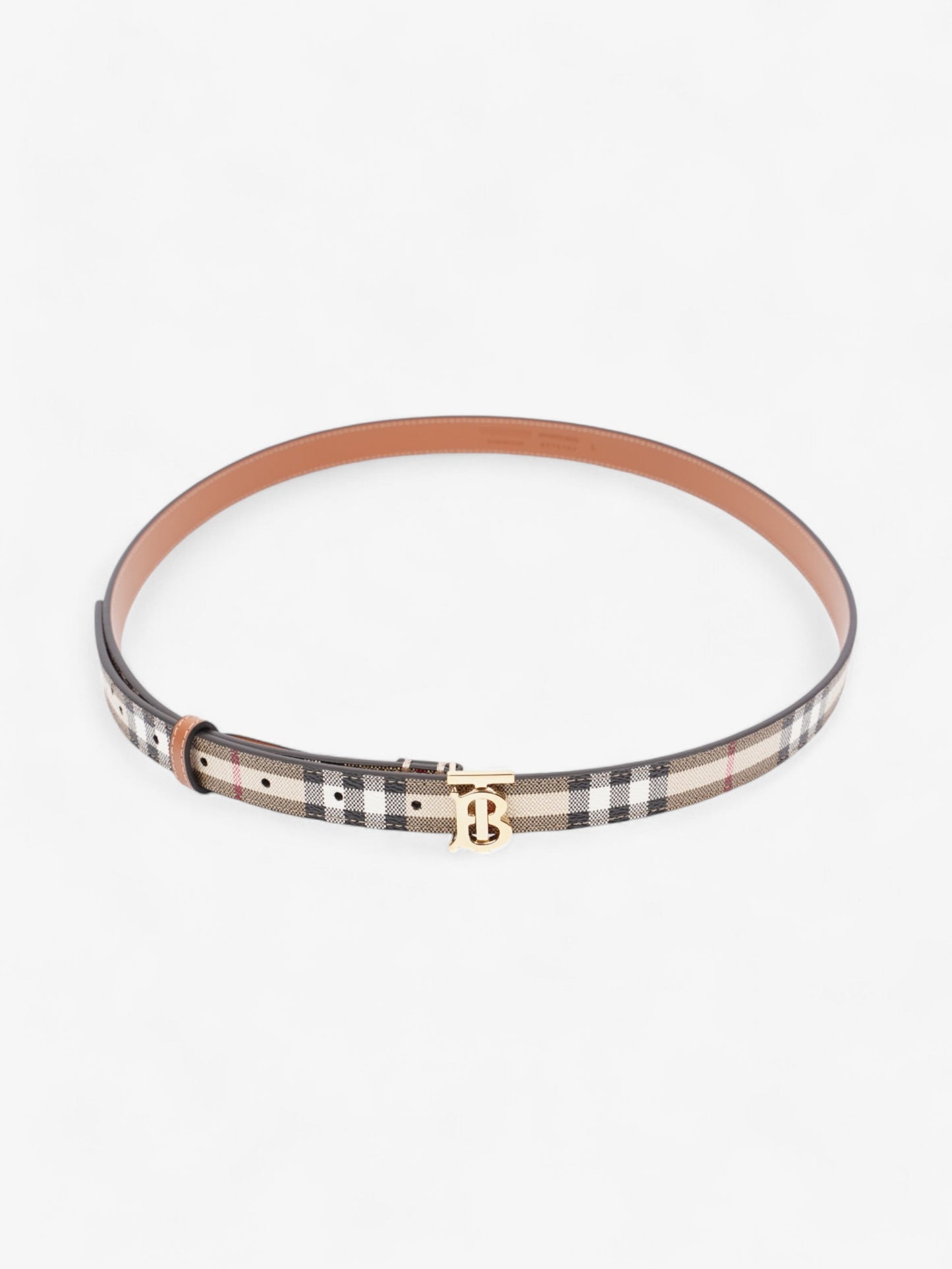 Burberry TB Belt Vintage Check / Gold Canvas Large - 117cm