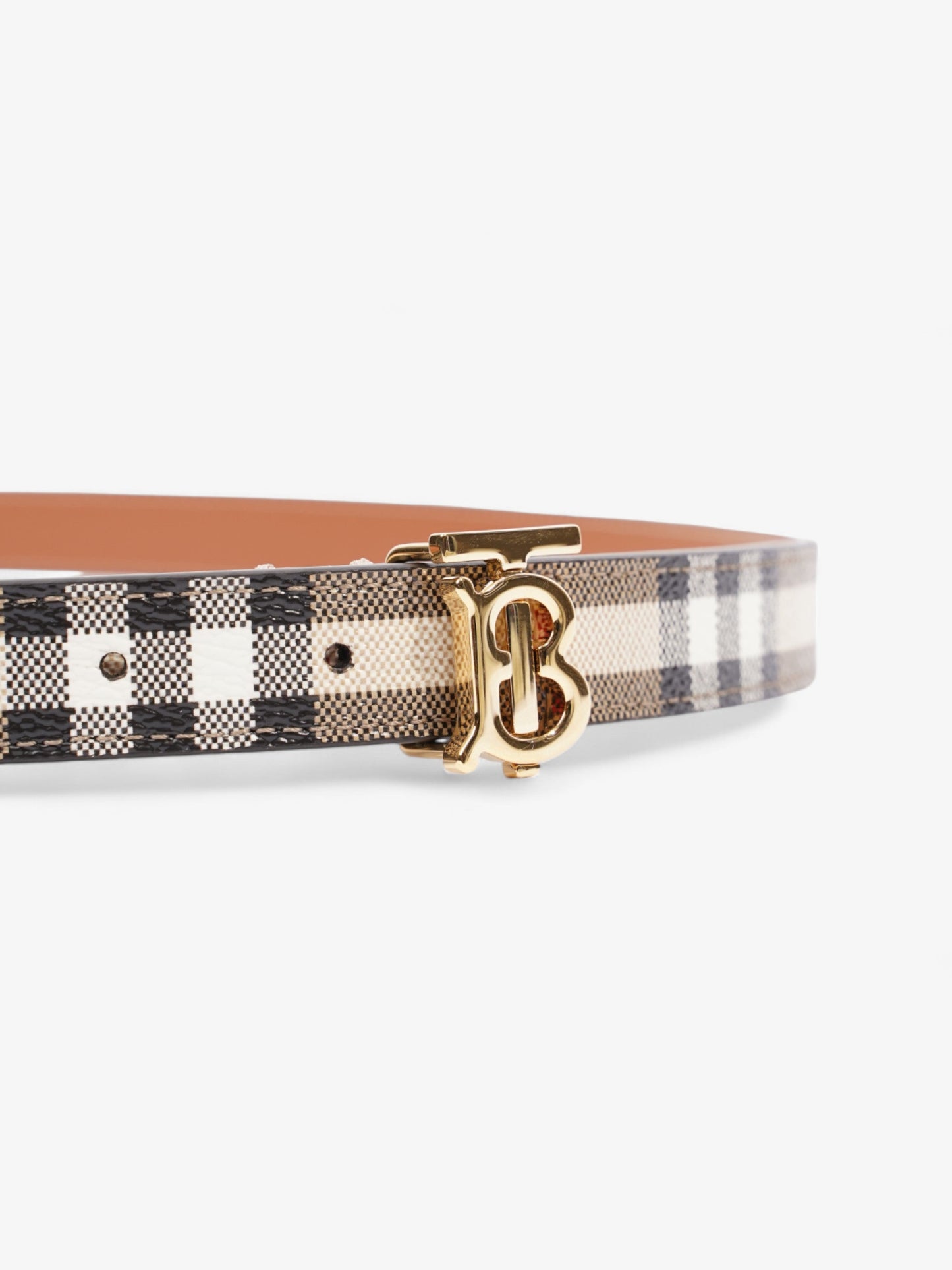 Burberry TB Belt Vintage Check / Gold Canvas Large - 117cm