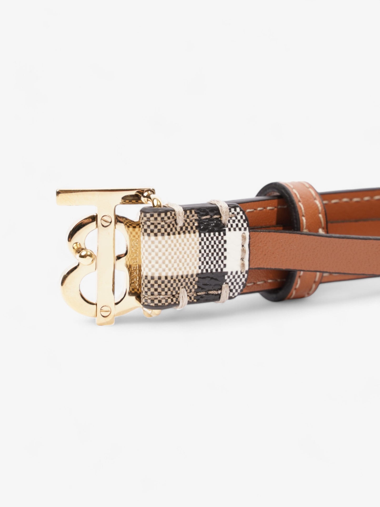 Burberry TB Belt Vintage Check / Gold Canvas Large - 117cm