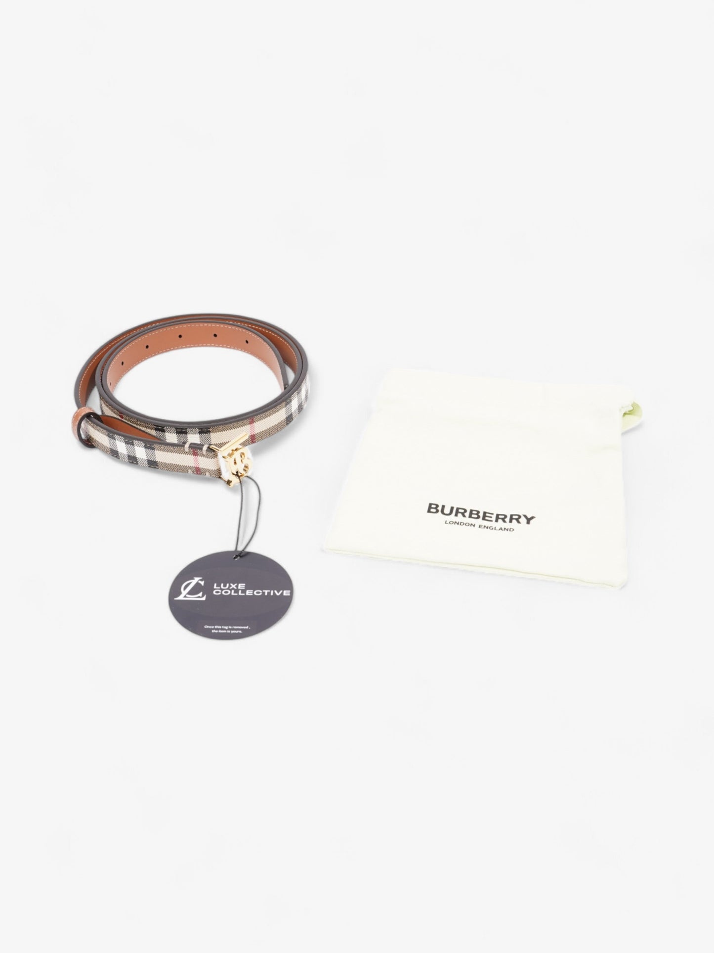 Burberry TB Belt Vintage Check / Gold Canvas Large - 117cm