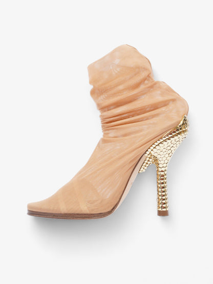 Burberry Sock Style Ankle Boot 120 Nude Fabric EU 38 UK 5