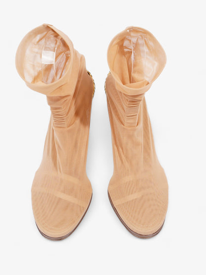 Burberry Sock Style Ankle Boot 120 Nude Fabric EU 38 UK 5