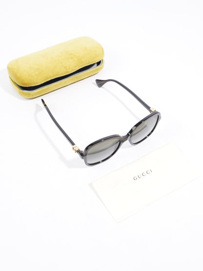 Gucci Round Sunglasses Black Acetate 145mm