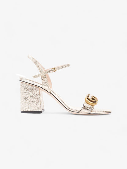 Gucci GG Marmont Ankle Strap Sandals 75mm Gold Leather EU 37.5 UK 4.5