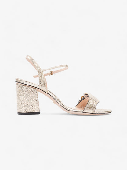 Gucci GG Marmont Ankle Strap Sandals 75mm Gold Leather EU 37.5 UK 4.5