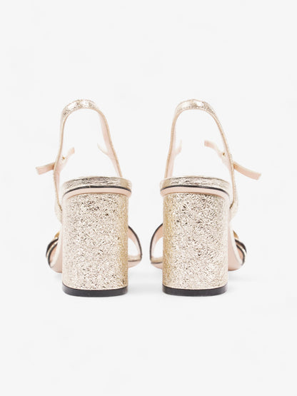 Gucci GG Marmont Ankle Strap Sandals 75mm Gold Leather EU 37.5 UK 4.5