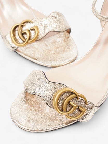 Gucci GG Marmont Ankle Strap Sandals 75mm Gold Leather EU 37.5 UK 4.5