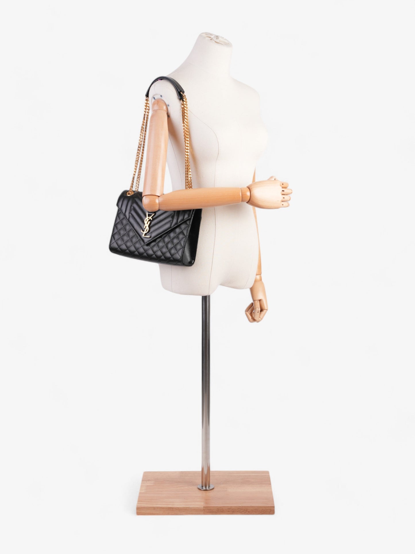 Saint Laurent Triquilt Envelope Bag Black Leather