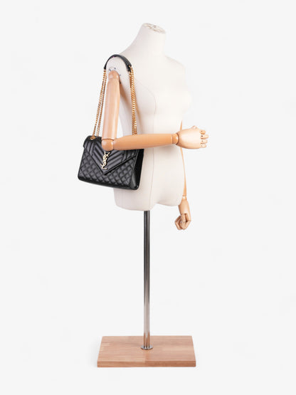 Saint Laurent Triquilt Envelope Bag Black Leather