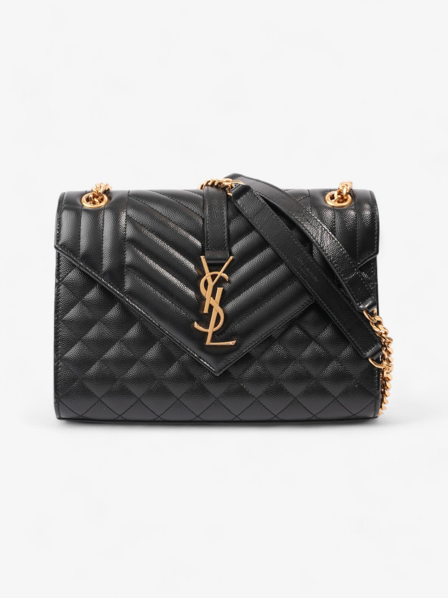 Saint Laurent Triquilt Envelope Bag Black Leather