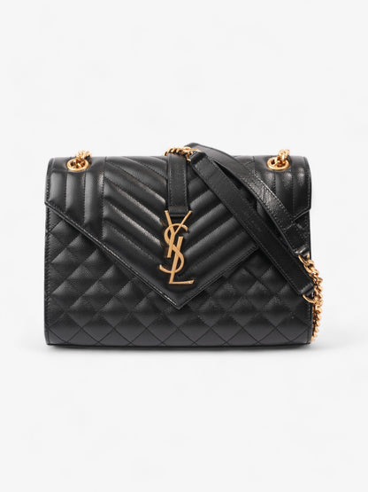 Saint Laurent Triquilt Envelope Bag Black Leather