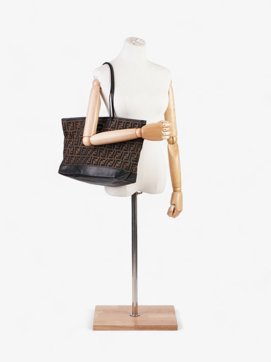 Fendi Roll Tote Tobacco / Black Zucca Canvas