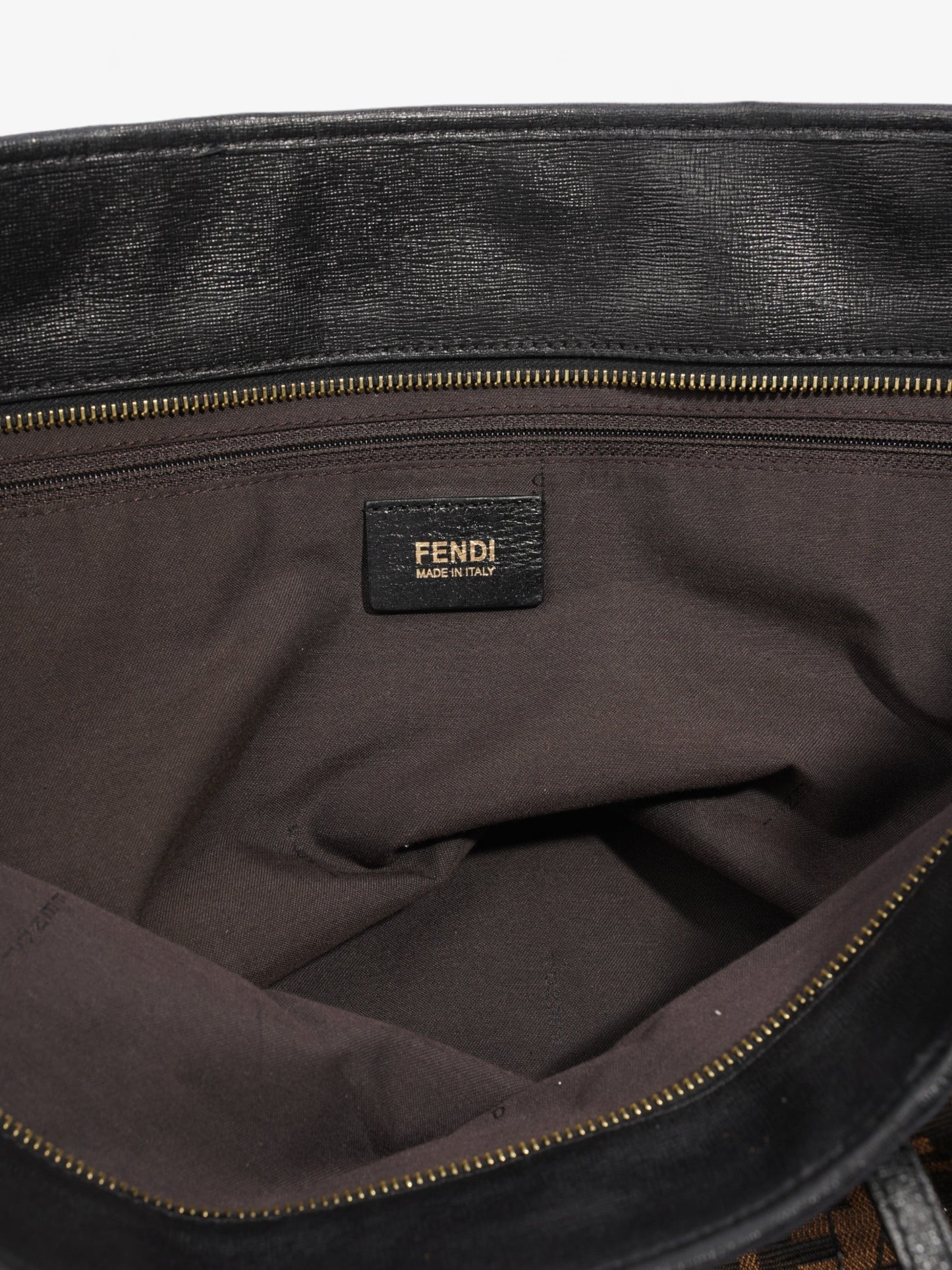 Fendi Roll Tote Tobacco / Black Zucca Canvas