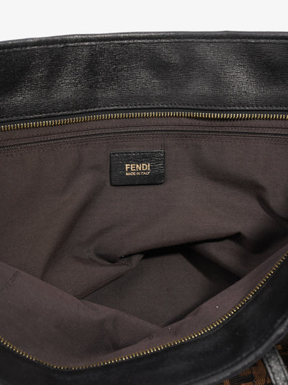 Fendi Roll Tote Tobacco / Black Zucca Canvas