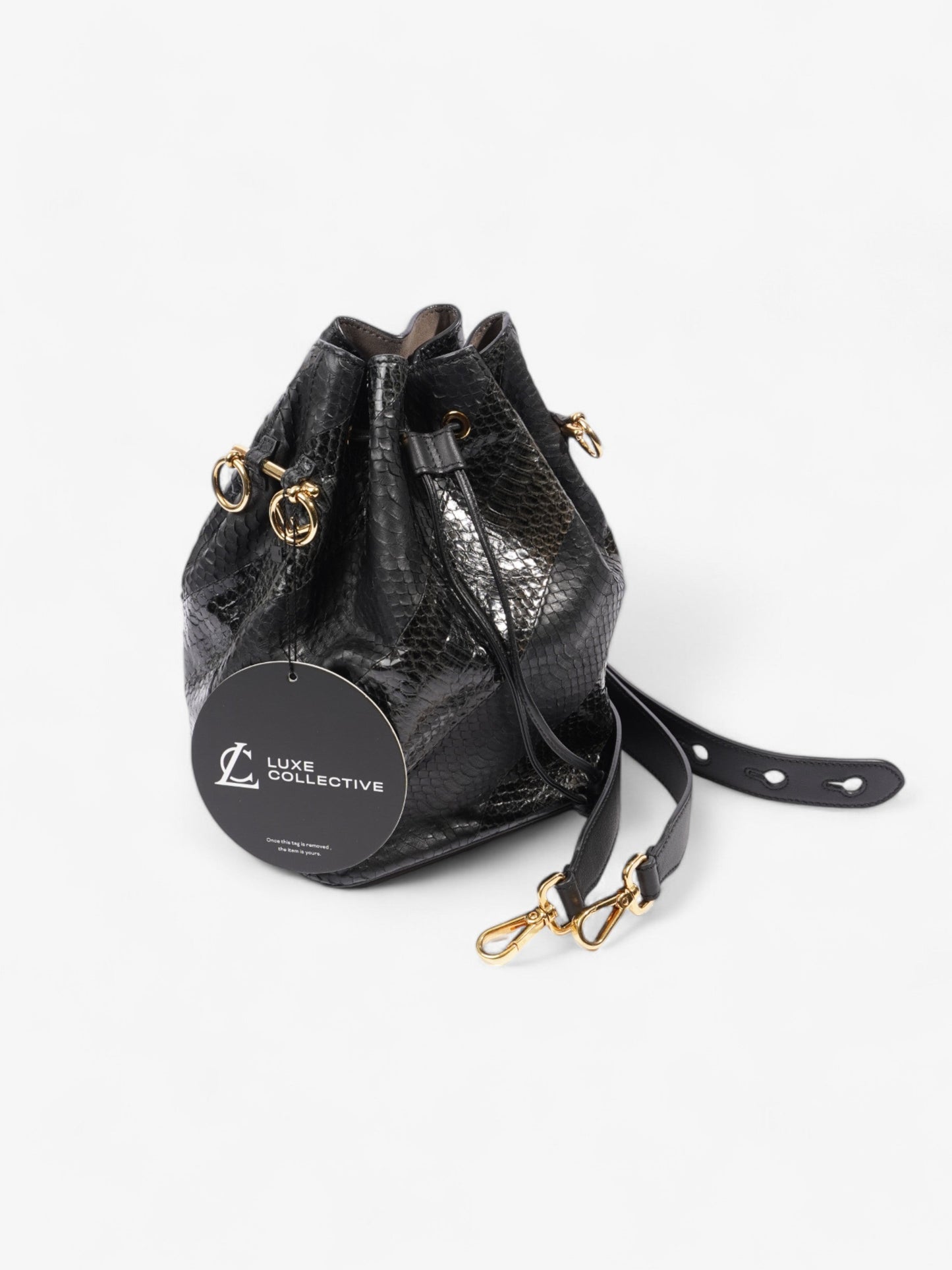 Fendi Mon Tresor Bucket Bag Black Embossed Leather
