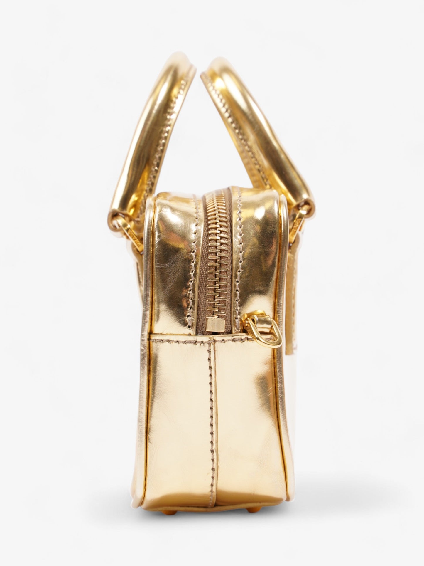 Prada Vitello Handbag Gold Leather Mini