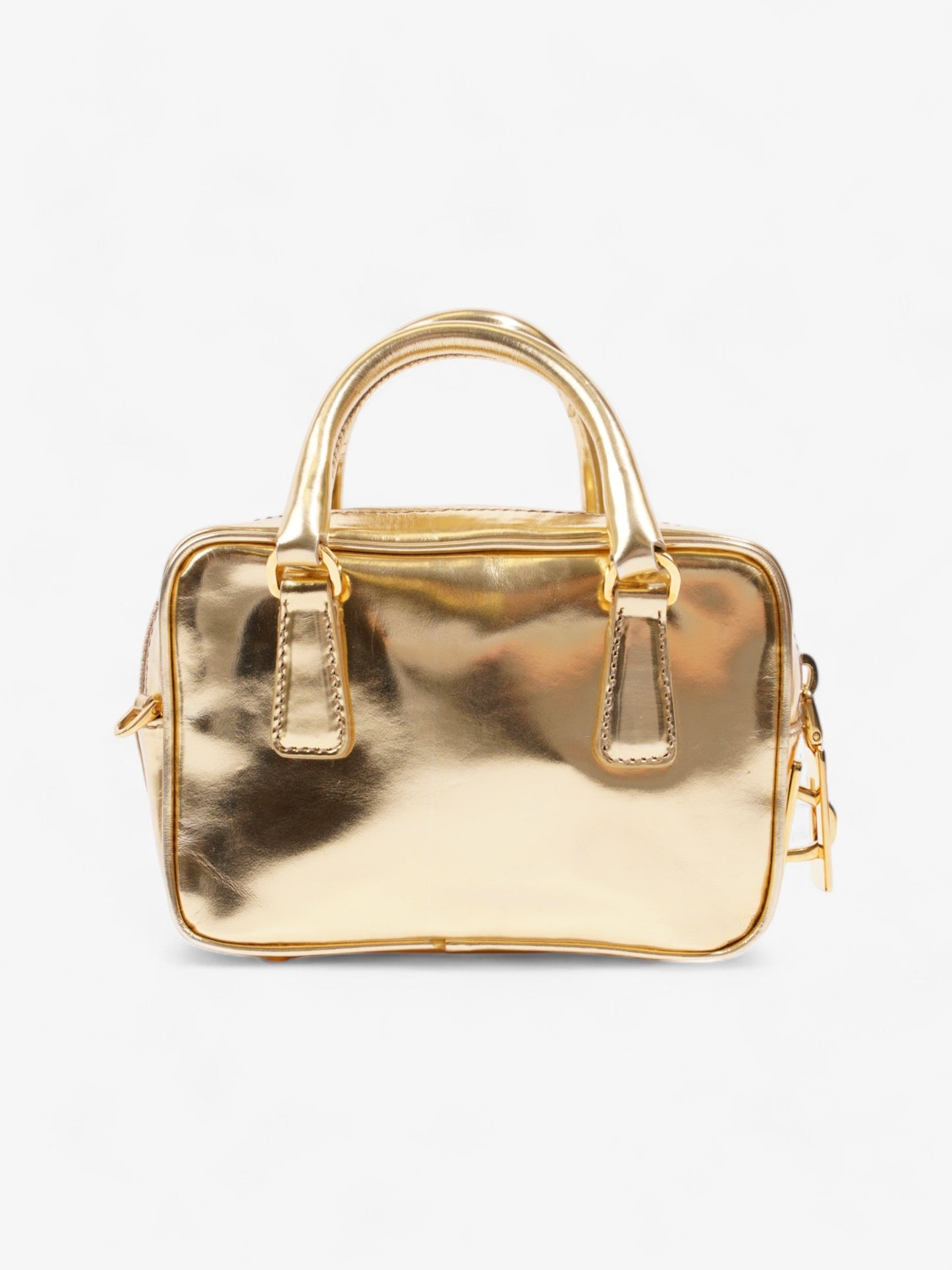 Prada Vitello Handbag Gold Leather Mini