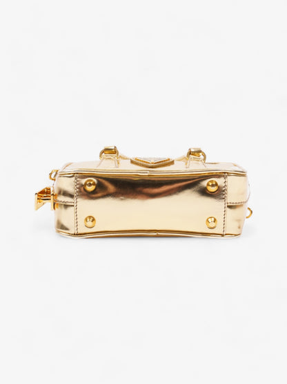 Prada Vitello Handbag Gold Leather Mini